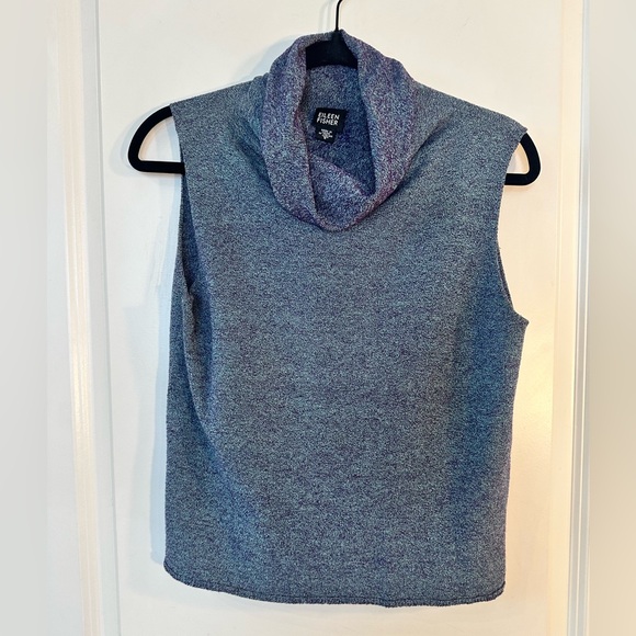 Eileen Fisher Roll Neck Turtleneck Italian Yarn merino Wool Speckled Blue Top, M - Picture 1 of 7